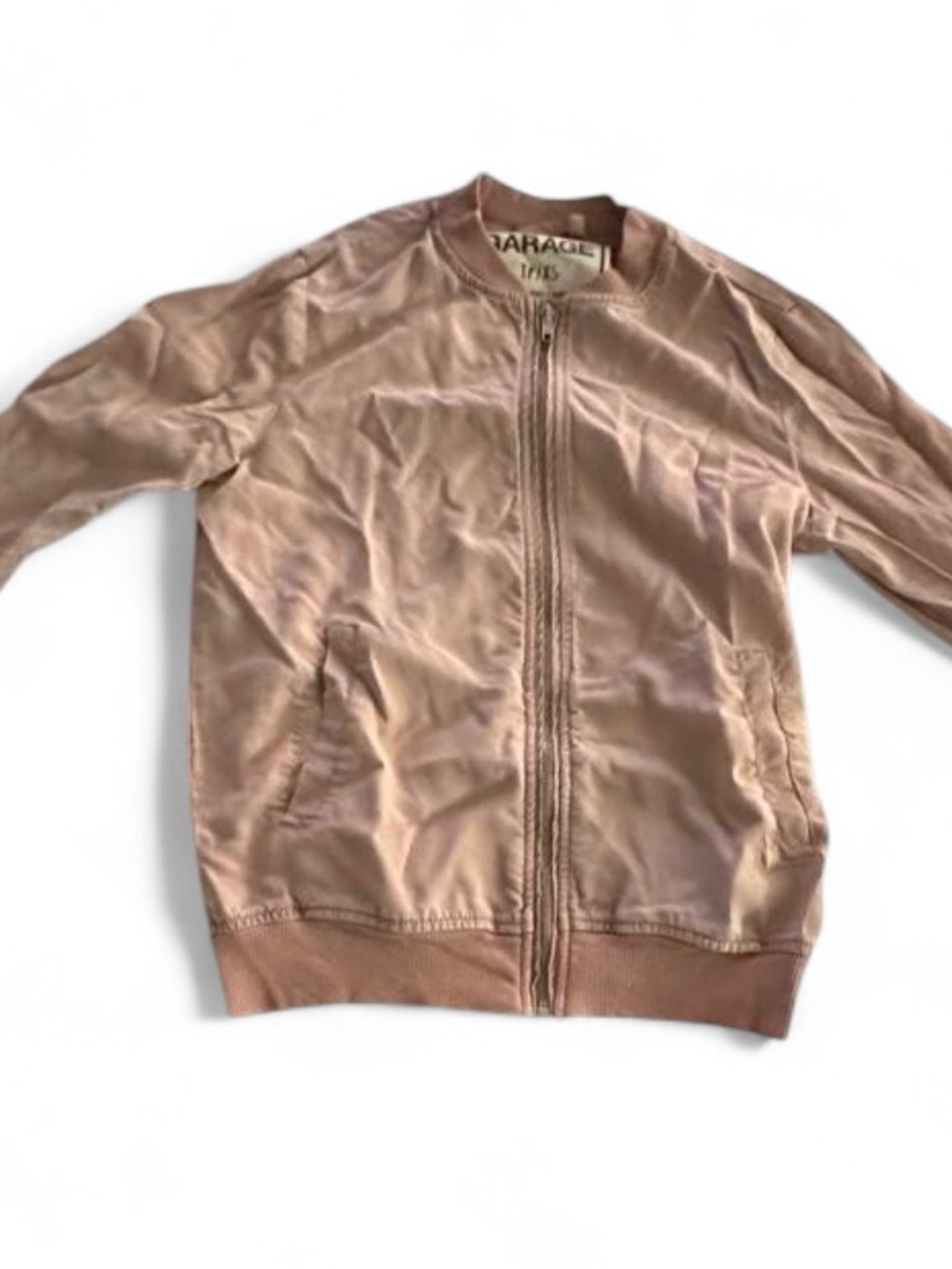Garage Girls' Blush Pink Satin Bomber Jacket